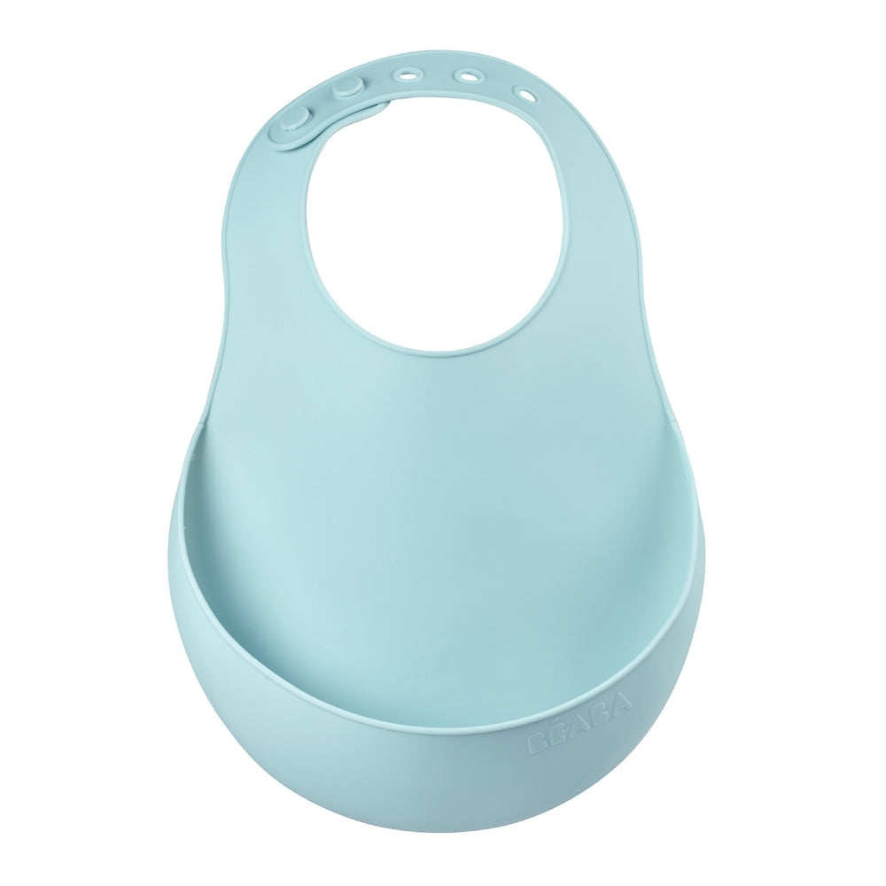 Beaba Silicone Baby Infant Toddler Bib With Neck Fastener - Airy Green