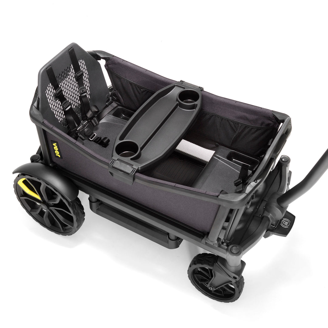 Veer Comfortable Cruiser Stroller Wagon With Veer Foldable Rear Storage Basket Black