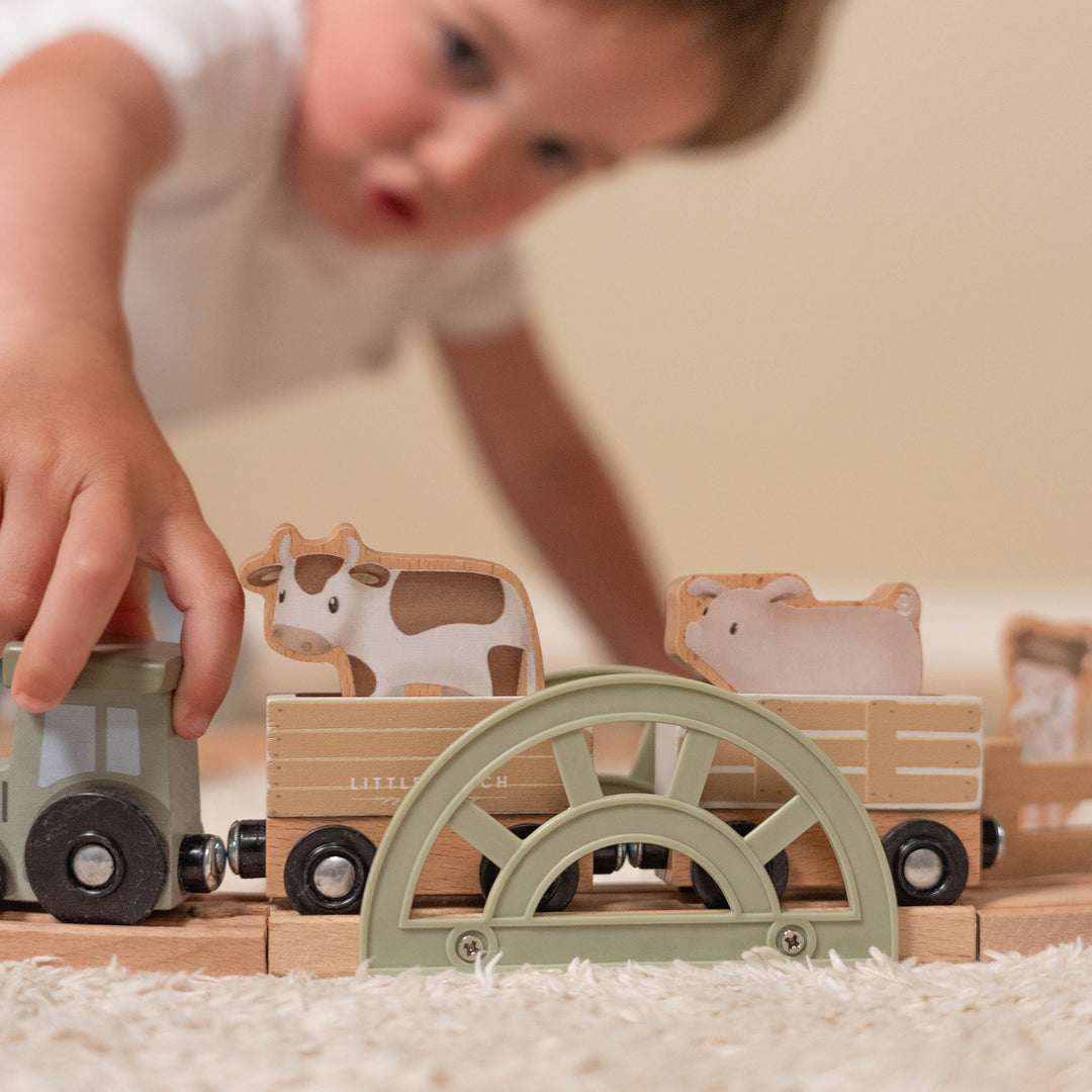 Little Dutch Little Farm Wooden Train Track Baby Toy Set