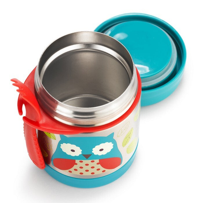 Skip Hop Zoo Kids Colourful Stainless Steel Insulated Food Jar Owl 2 Piece Set