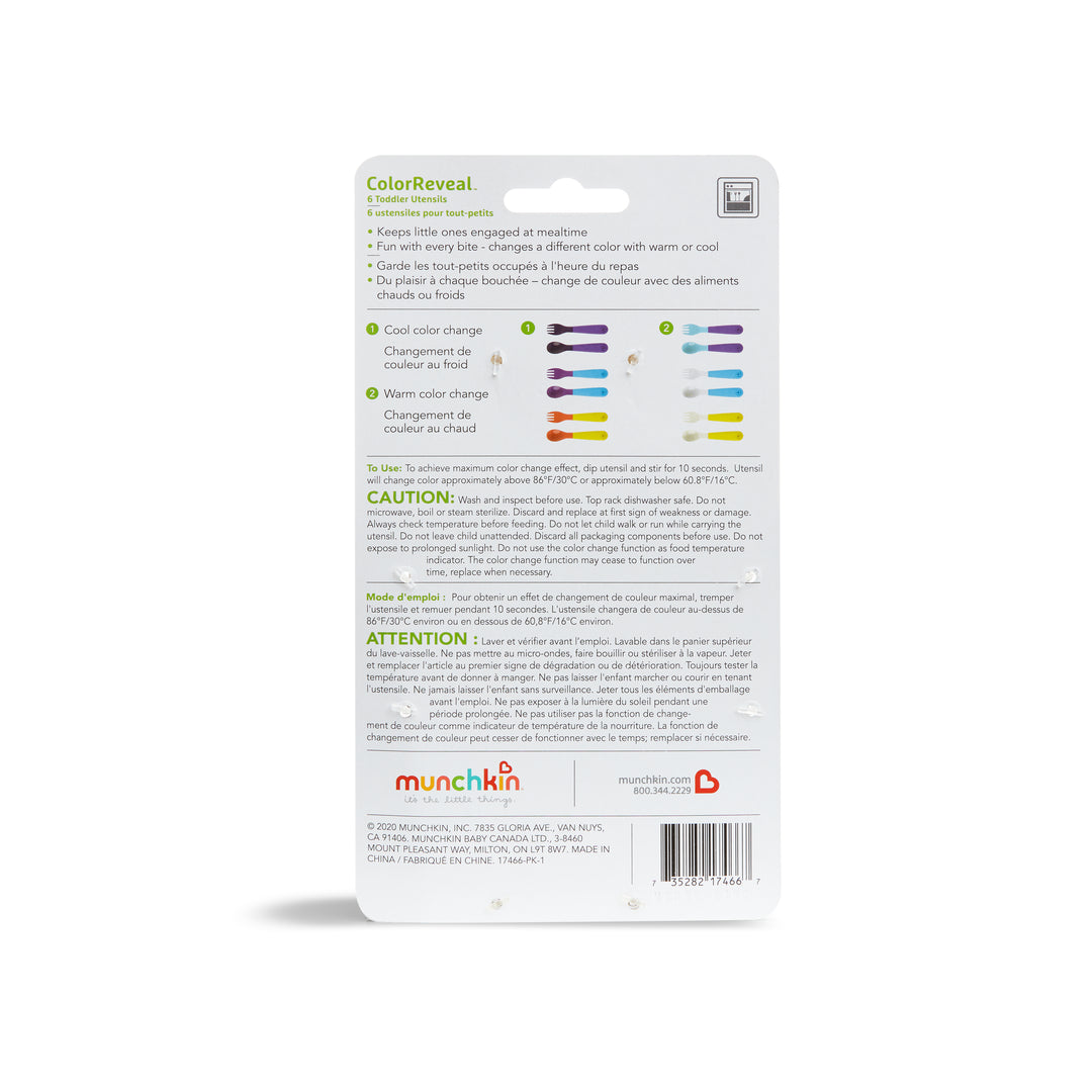 Munchkin Color Reveal Color Changing Toddler Utensils - 6pk