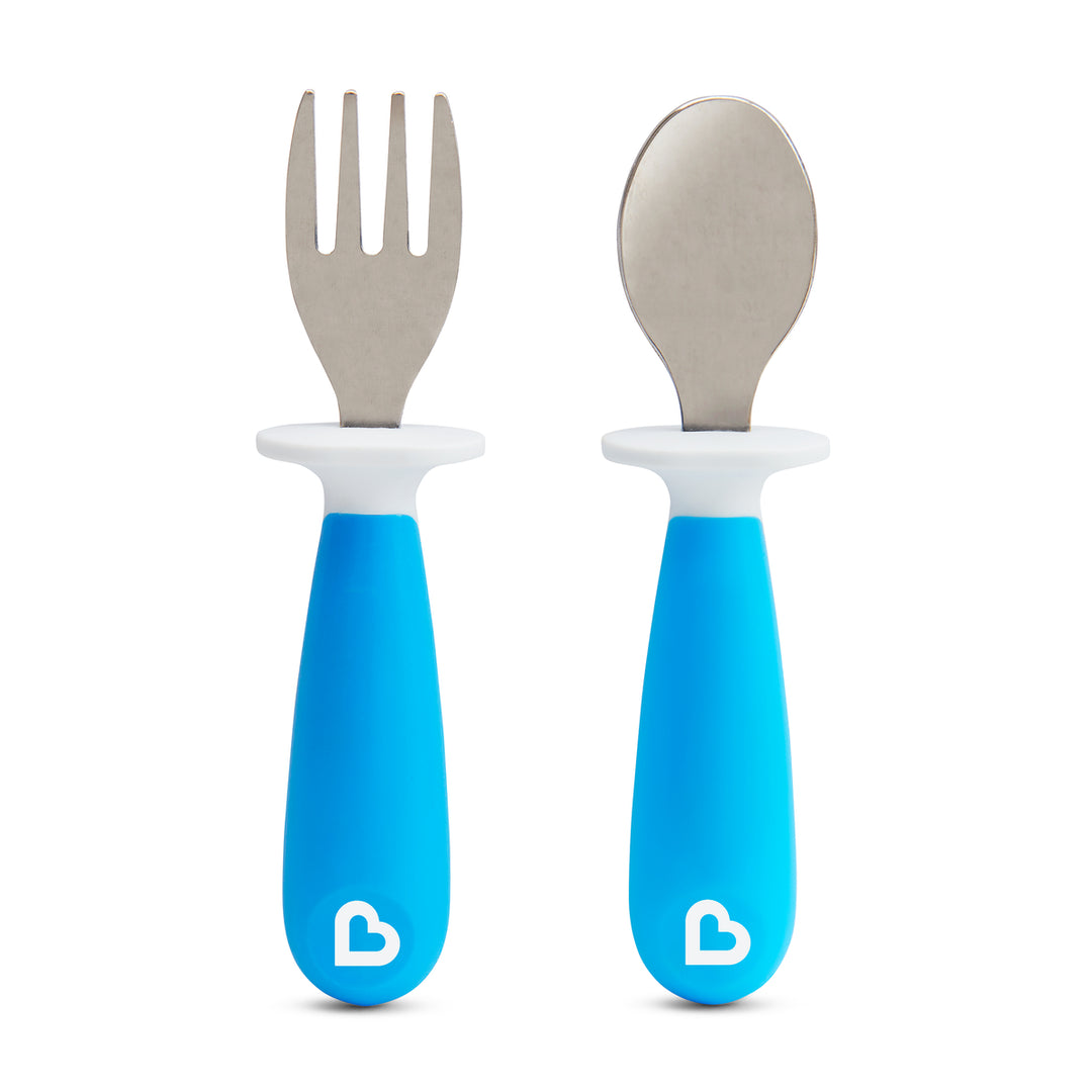 Munchkin Raise Toddler Fork & Spoon Set Toddler Utensils - Blue