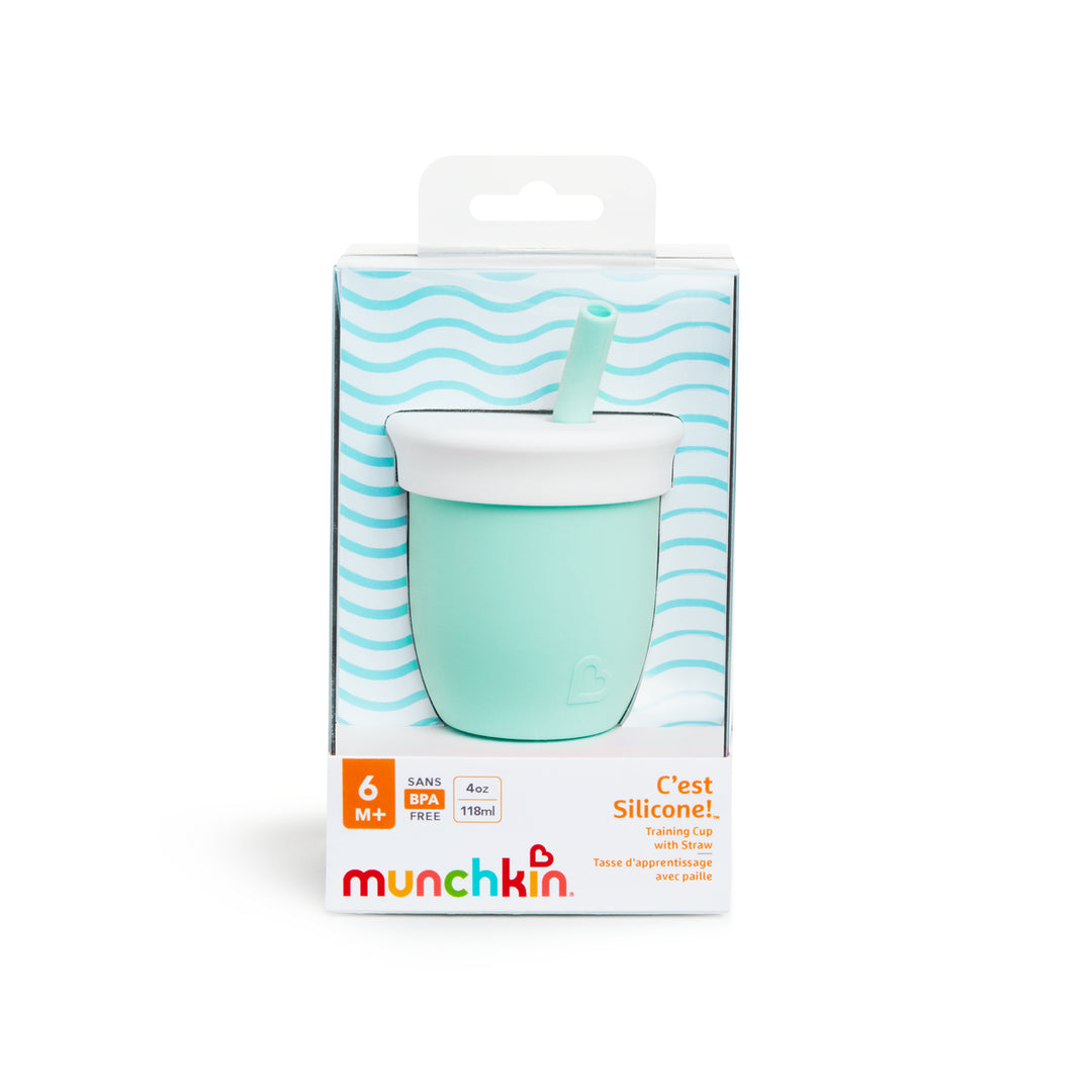 Munchkin 4oz C’est Silicone Toddler Training Cup with Straw - Mint