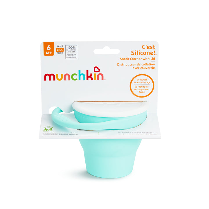 Munchkin Spill-proof Toddler Snack Catcher Container With Soft Flaps - Mint