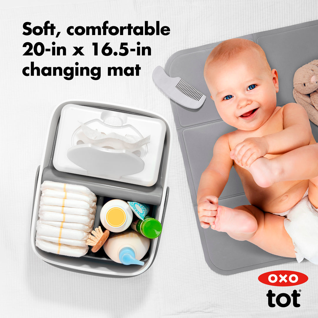 OXO Tot Diaper Caddy with Changing Mat - Grey