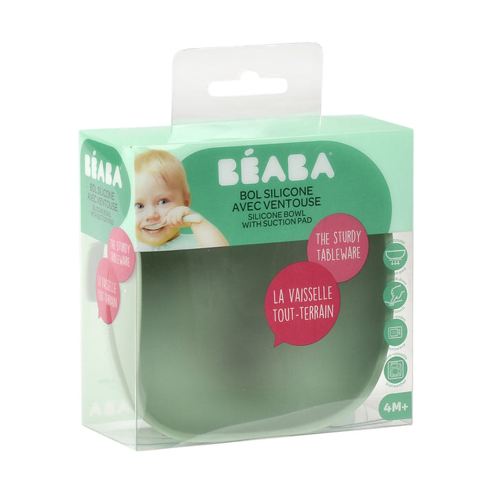 Beaba Silicone Suction Baby Infant Feeding Bowl - Sage Green