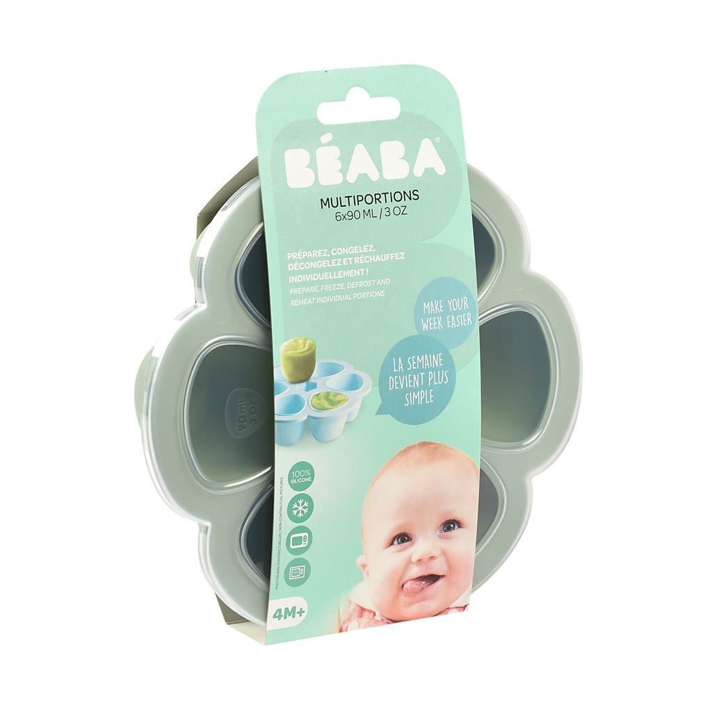 Beaba Multiportions Silicone Freezer Tray 6 X 90ml - Sage Green