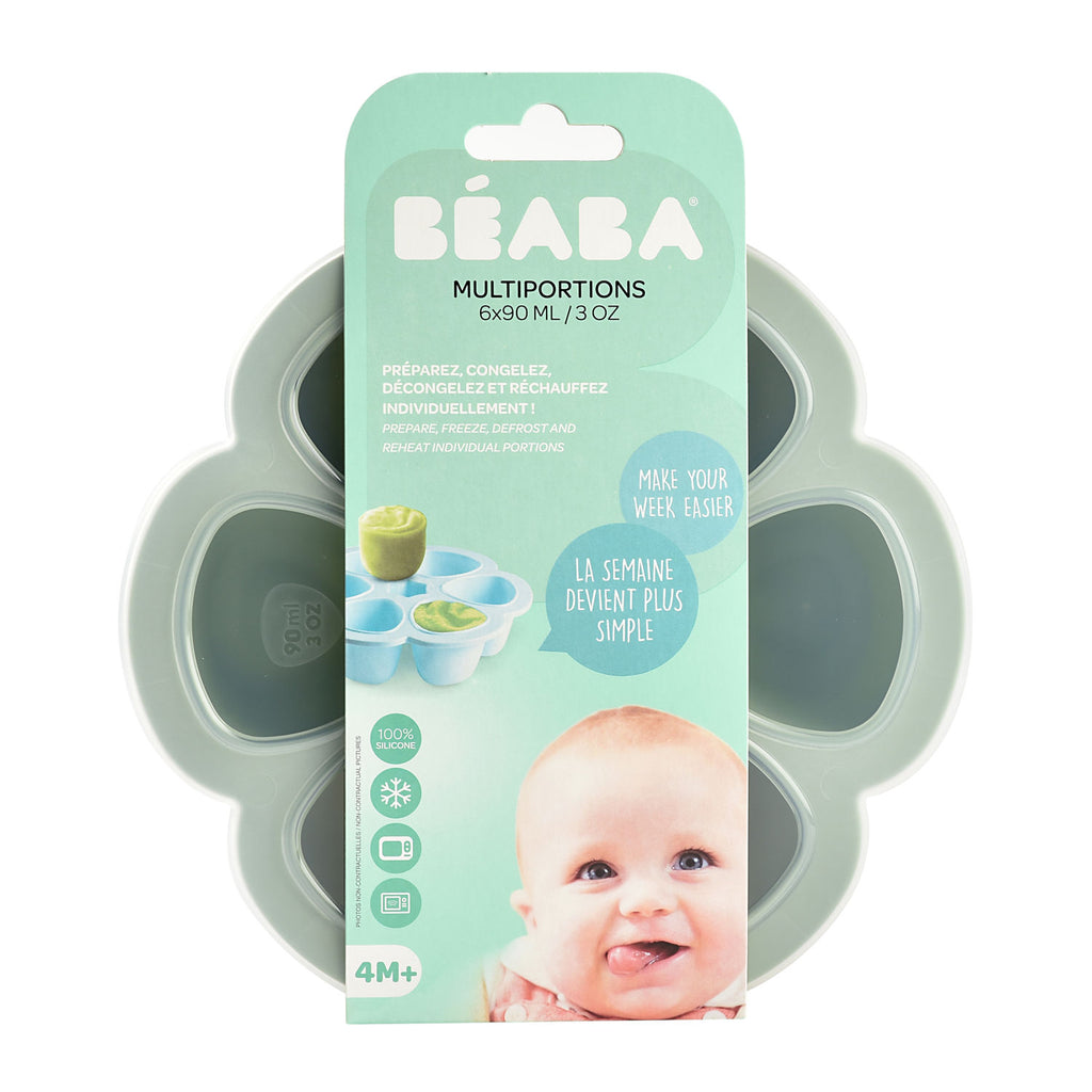 Beaba Multiportions Silicone Freezer Tray 6 X 90ml - Sage Green