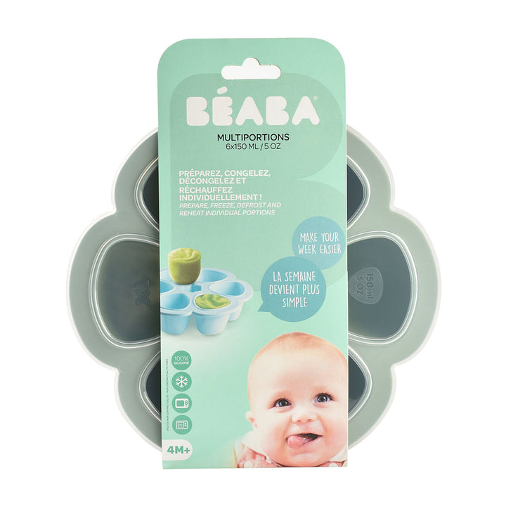 Beaba Multiportions Silicone Freezer Tray 6 X 150ml - Sage Green