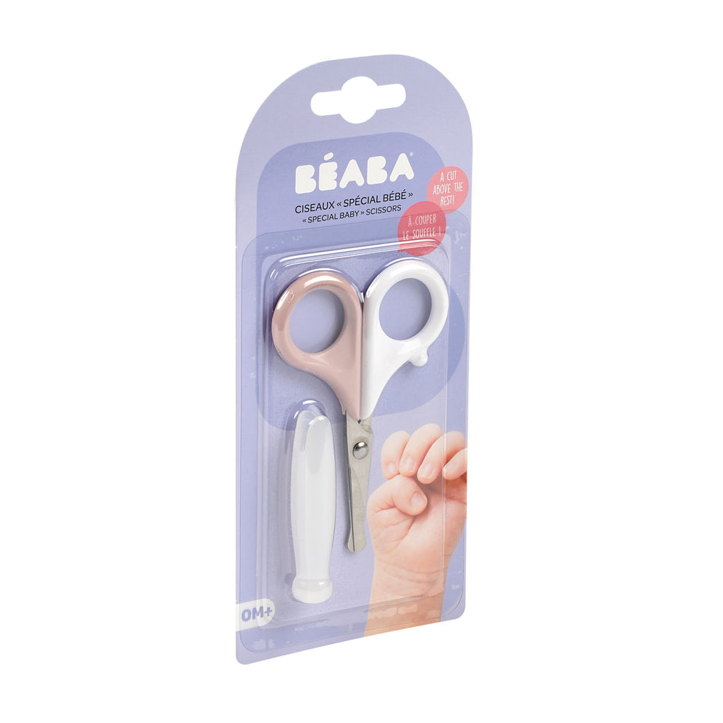 Beaba Gentle Baby Scissors With Rounded Tips & Storage Lid - Old Pink