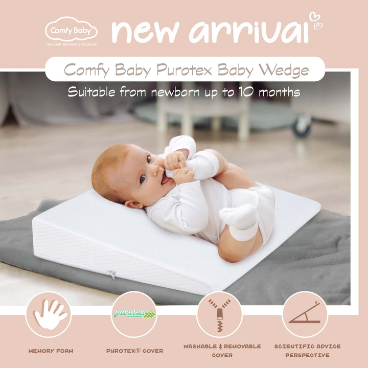 Comfy Baby Anti Reflux Cooling Wedge Pillow Bamboo Gel Infused - White