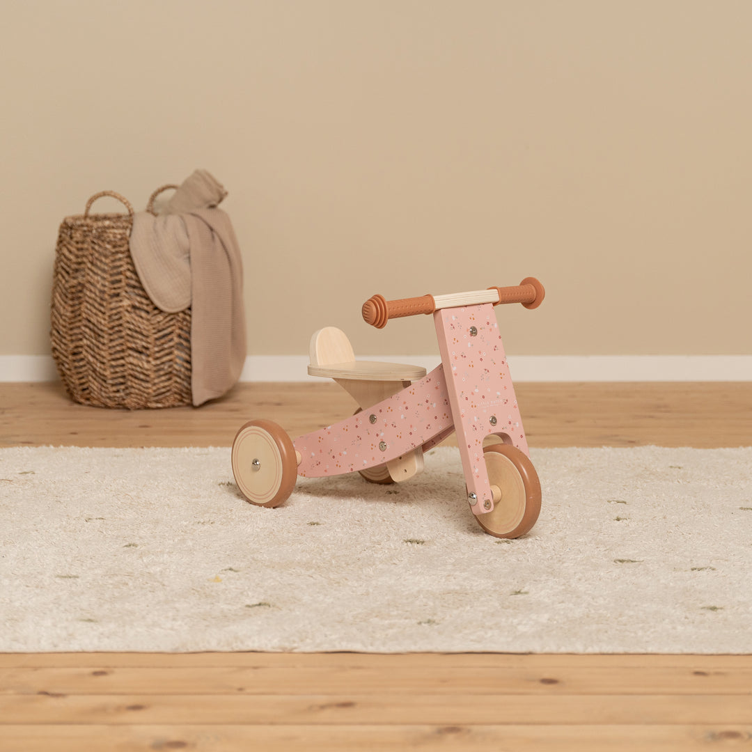 Little Dutch Wooden Tricycle With Rubber Handles - Pink