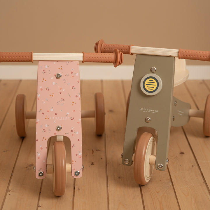 Little Dutch Wooden Tricycle With Rubber Handles - Pink