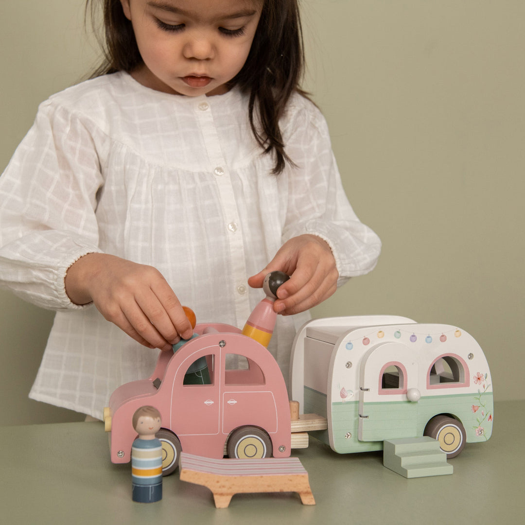 Little Dutch Wooden Toy Car With Caravan