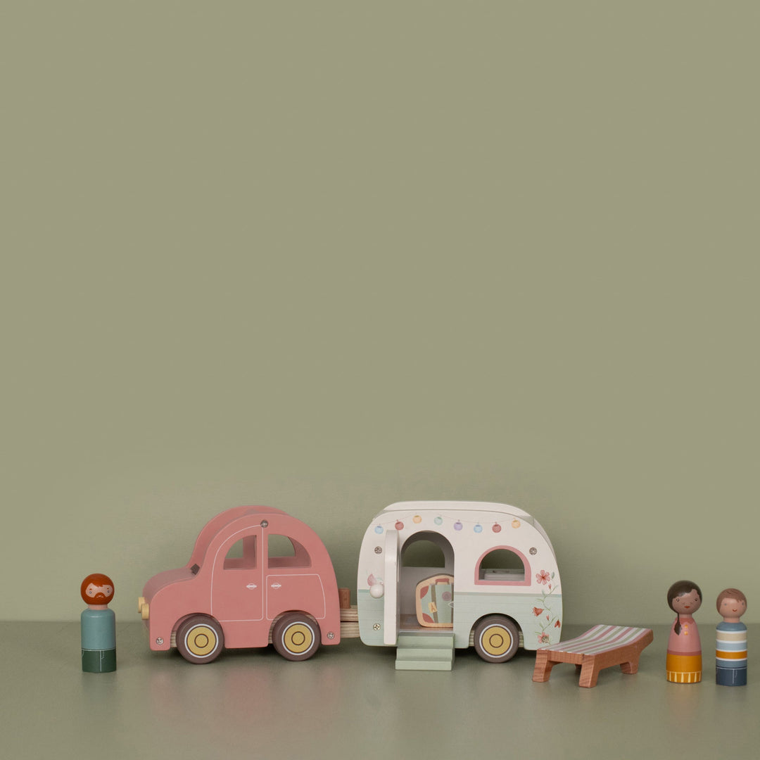 Little Dutch Wooden Toy Car With Caravan