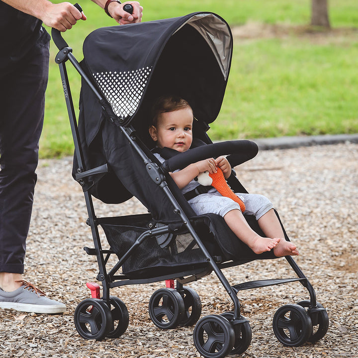 BebeCare Expertly Crafted Newborn Infant Toddler Mira DLX Stroller Black & Snack Pod