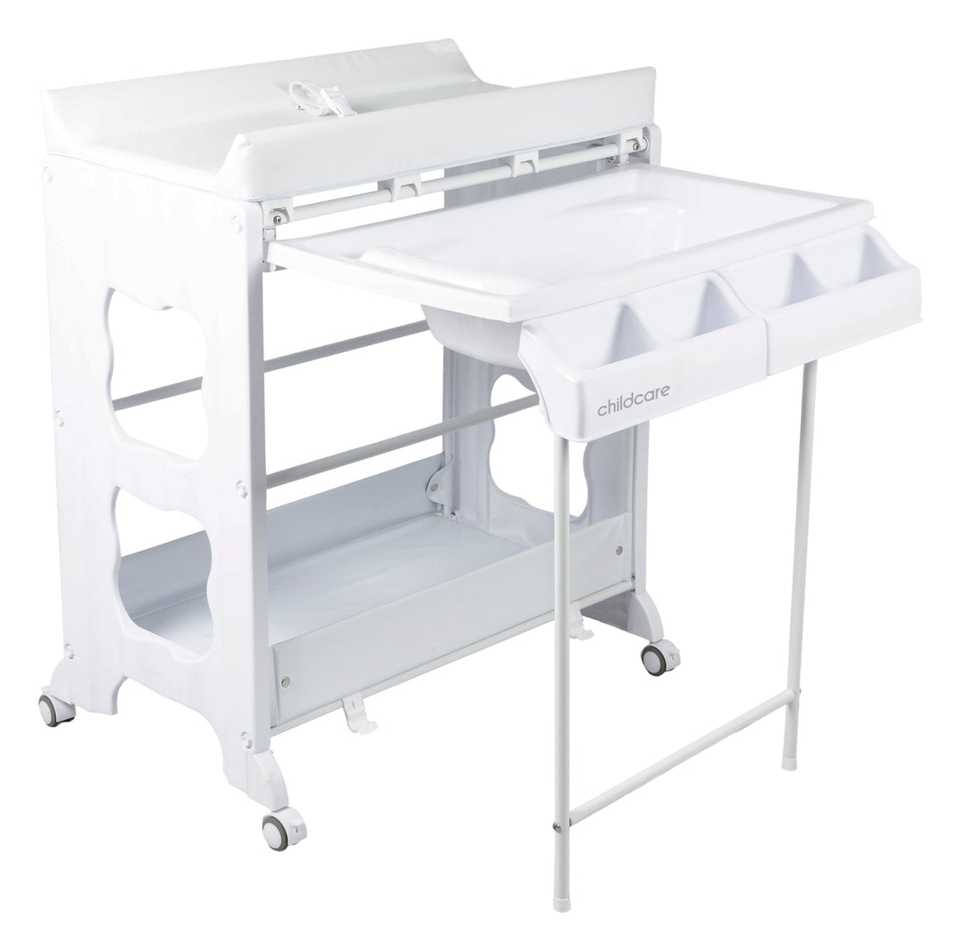 Childcare Montana With Sturdy Steel Frame And Easy Slide-out Bath Feature - White