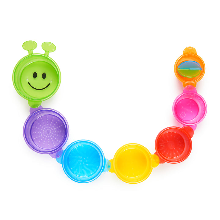 Munchkin Colourful Baby Caterpillar Spillers Bath Toy Storage Caddy With 1-7 Label