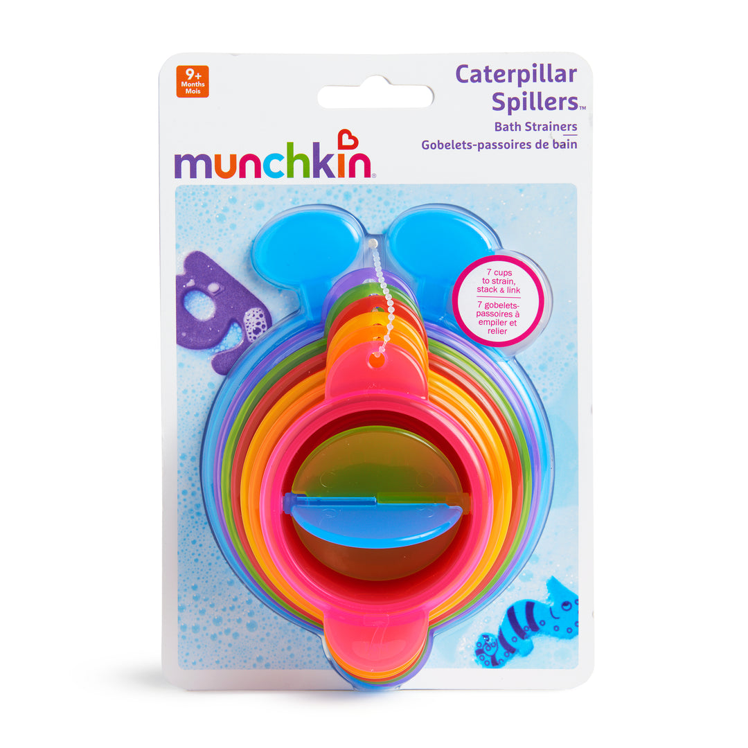 Munchkin Colourful Baby Caterpillar Spillers Bath Toy Storage Caddy With 1-7 Label