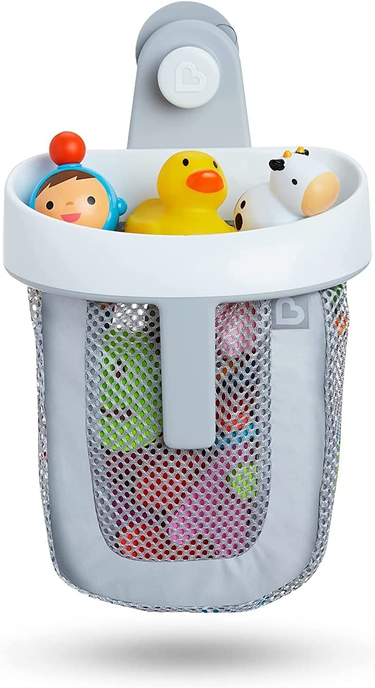 Munchkin Super Scoop Bath Toy Organiser With Super-strong Push-Lock Suction Cup Grey