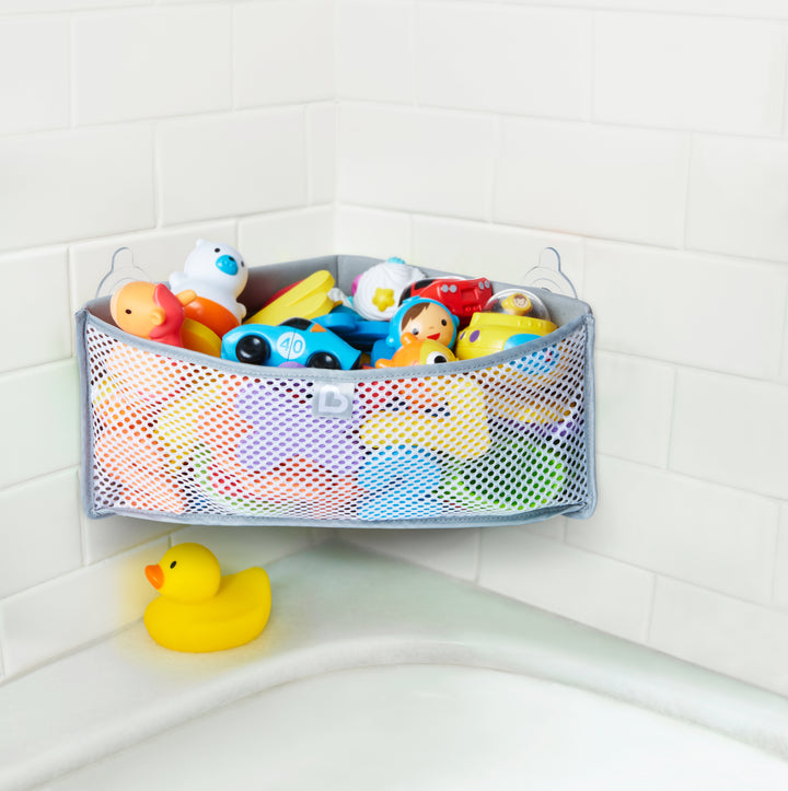 Munchkin Compact Corner Baby High N' Dry Bath Organizer With Mesh Fabric - Grey