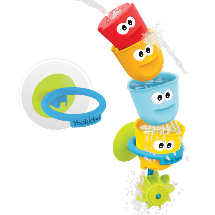 Yookidoo Fill N Spill Action Cups Bath Toy With 4 Interchangeable Brightly Coloured