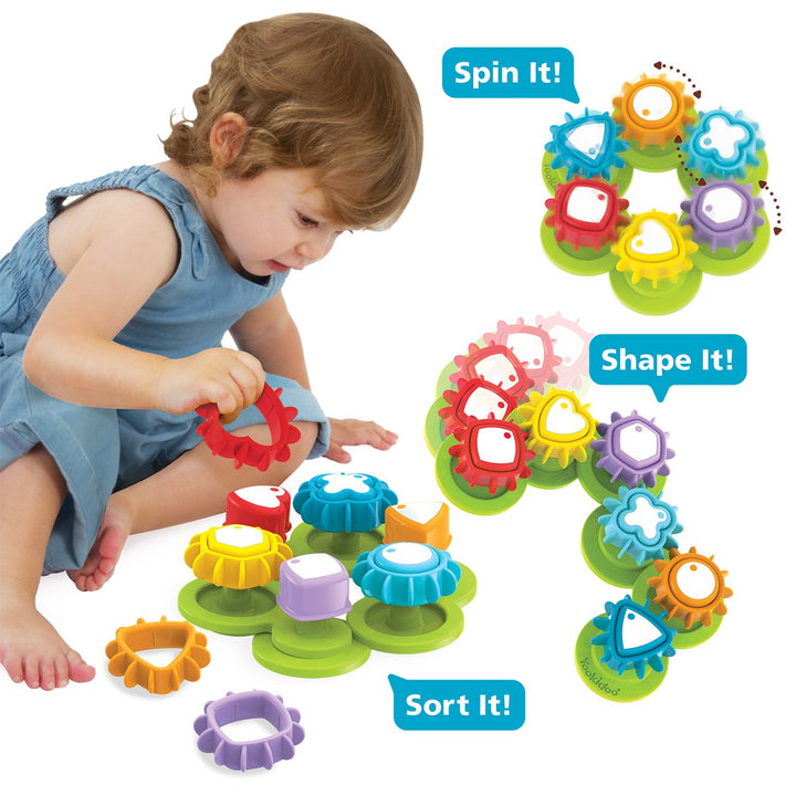 Yookidoo Shape N’ Spin Gear Sorter Kids Activity STEM Based Toy With Colourful Shapes