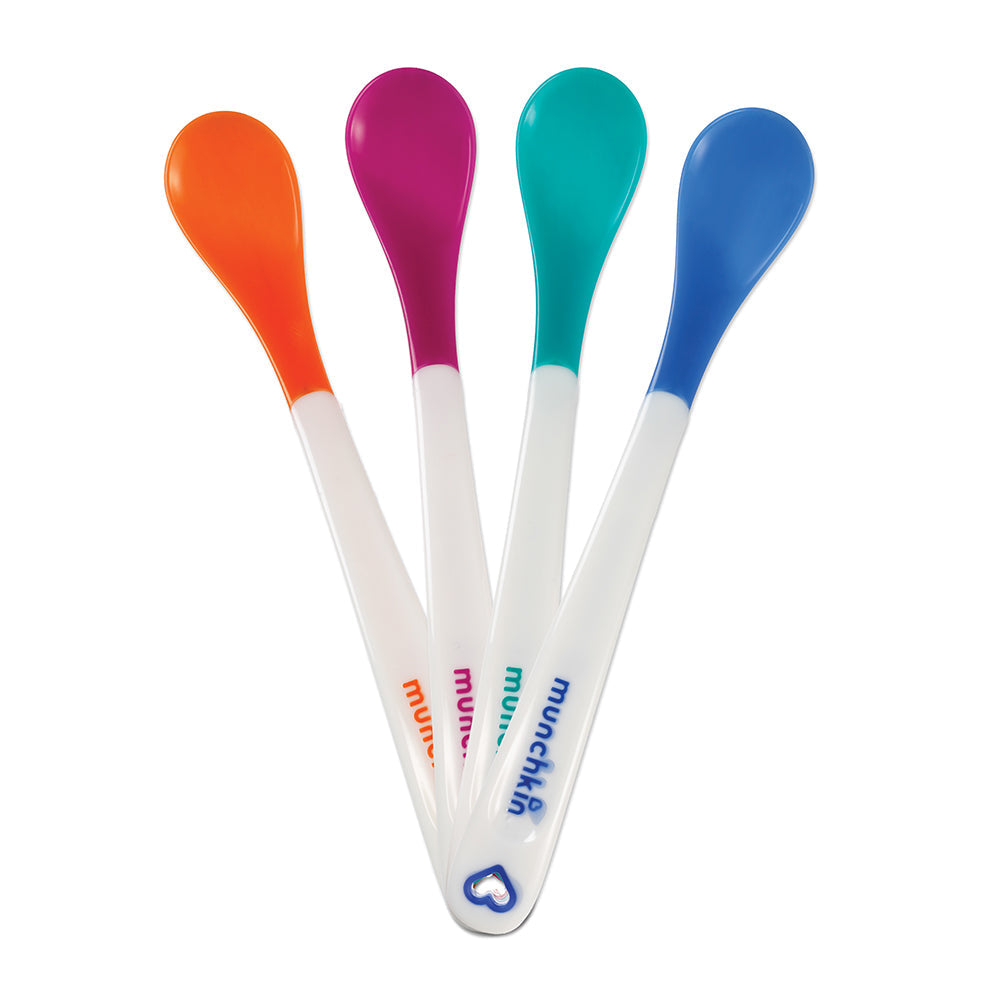 Munchkin Patented White Hot Infant Spoons With Soft Tips And Long handles- 4 Pack