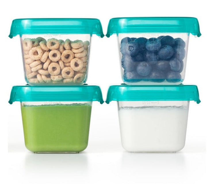 Oxo Tot Baby 4oz Freezer Storage Container Set 4Pc Teal With Clear Lid And Body