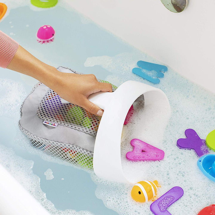 Munchkin Super Scoop Bath Toy Organiser With Super-strong Push-Lock Suction Cup Grey