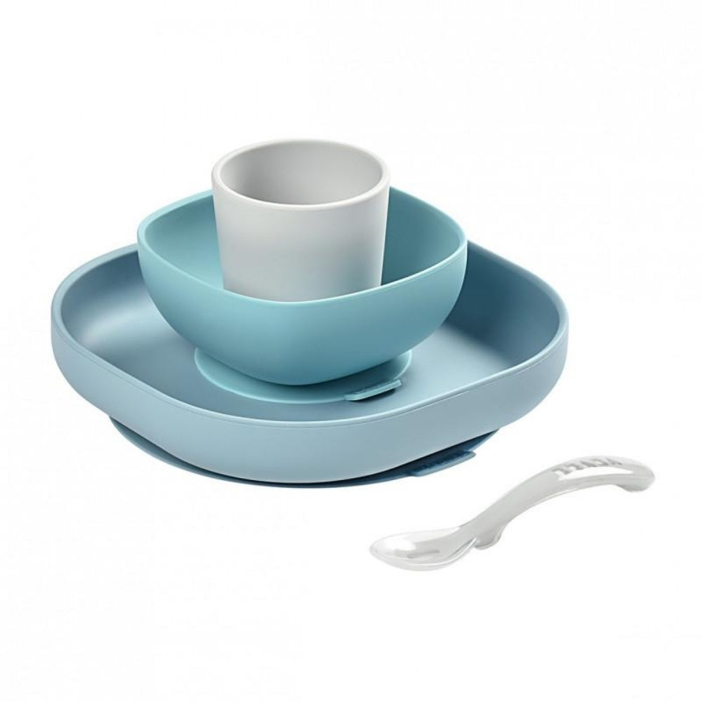 Beaba Silicone Suction Baby Toddler Meal Set Non-Slip Plate & Cup - Jungle