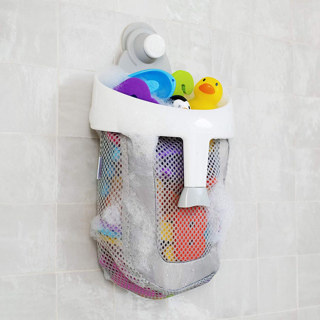 Munchkin Super Scoop Bath Toy Organiser With Super-strong Push-Lock Suction Cup Grey