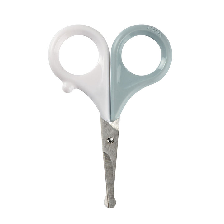 Beaba Gentle Baby Scissors With Rounded Tips & Storage Lid - Green Blue