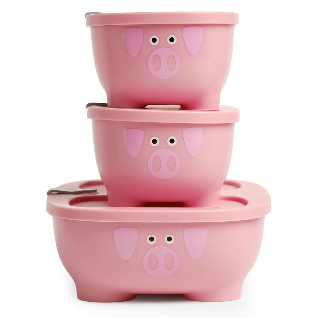 Prince Lionheart Leak-proof Stackable And Microwaveable Bentomal To Go Pigs 3 Pieces
