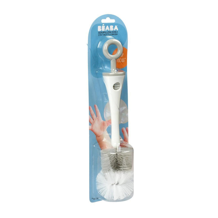 Beaba 2 in 1 Bottle Brush 1PK Bottle Cleaning Keep Away Germs - Grey