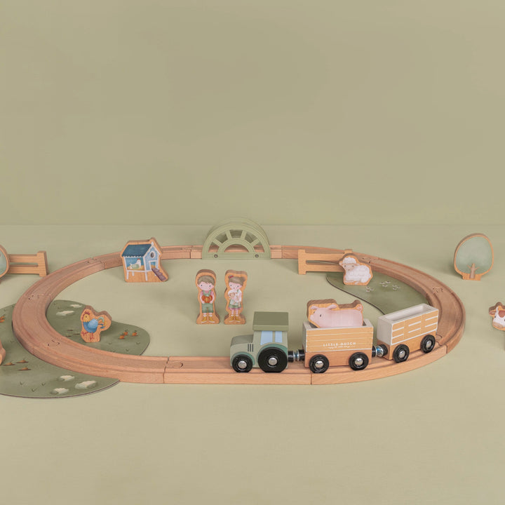 Little Dutch Little Farm Wooden Train Track Baby Toy Set