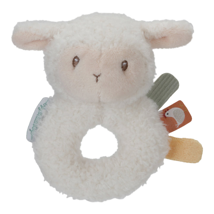 Little Dutch Little Farm Soft Ringrattle Sheep Plush Baby Rattle Toy