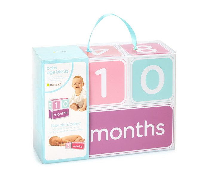 Pearhead Colourful Age Block Prop Set Numbers Months Baby Newborn Keepsake - Pink
