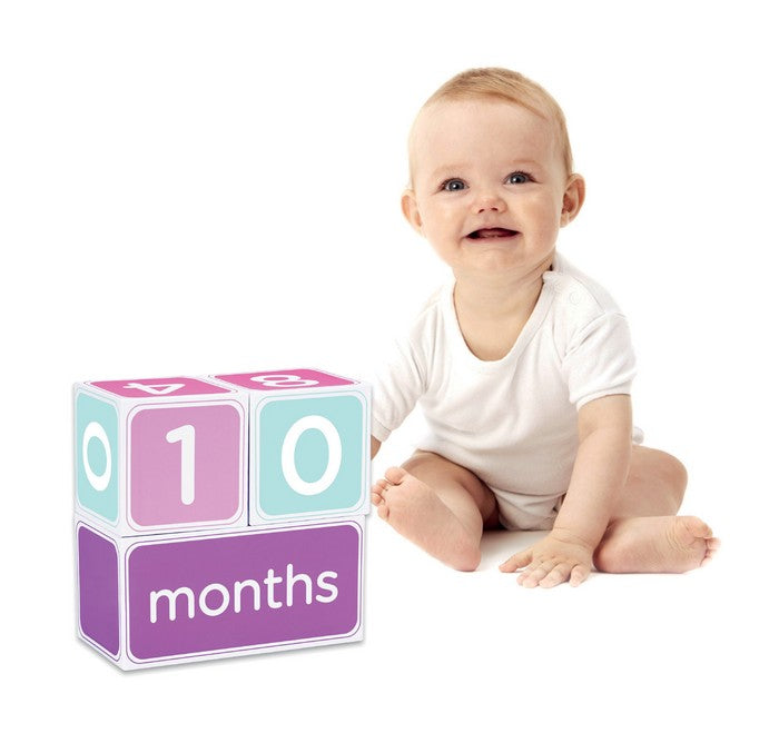 Pearhead Colourful Age Block Prop Set Numbers Months Baby Newborn Keepsake - Pink