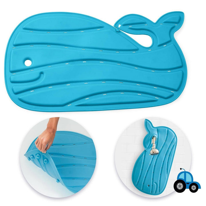 Skip Hop Moby Kids Non-slip Material Baby Bath Mat With Whale Tail Hooks - Blue