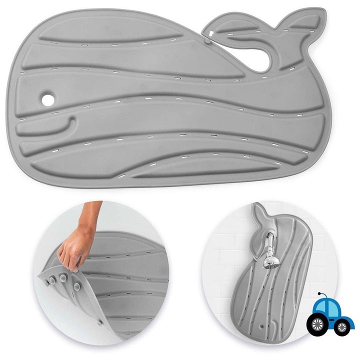 Skip Hop Moby Kids Non-slip Material Baby Bath Mat With Whale Tail Hooks - Grey