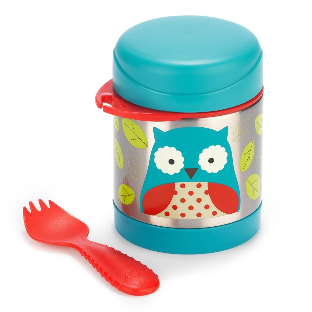 Skip Hop Zoo Kids Colourful Stainless Steel Insulated Food Jar Owl 2 Piece Set