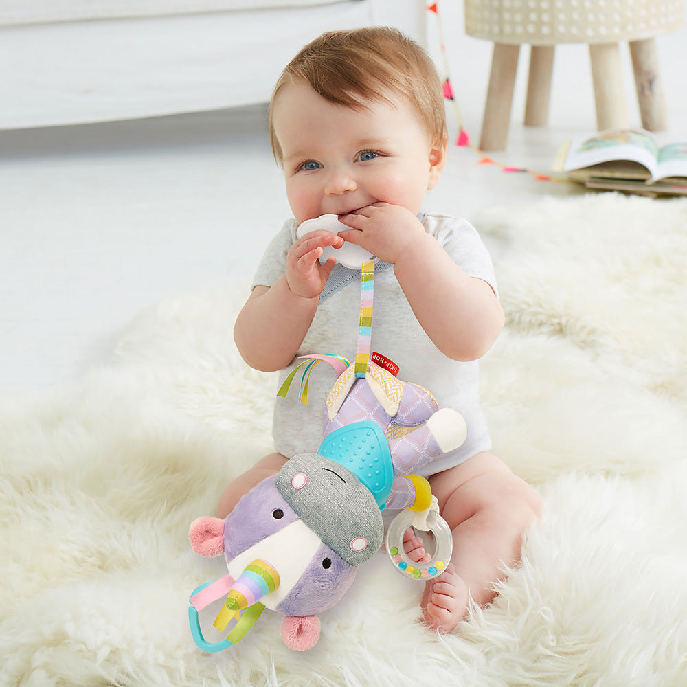 Skip Hop Soft Textured Bandana Buddies Stroller Toy Teether Unicorn With Rattle Ring