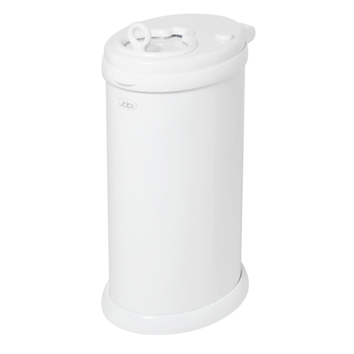 Ubbi Eco-friendly Diaper Pail Nappy Bin W/ Powder Coated Steel & Rubber Seals White