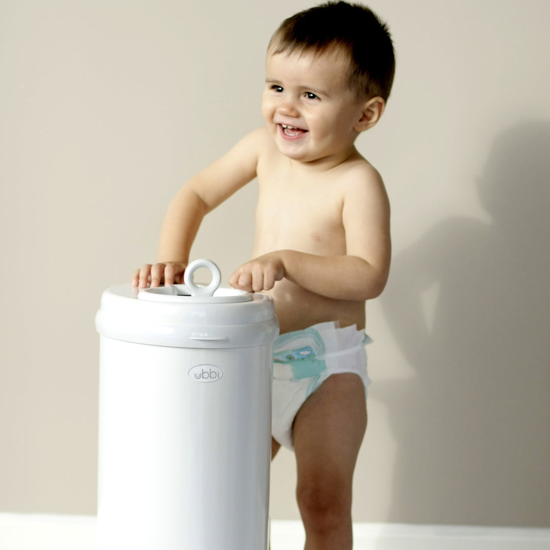 Ubbi Eco-friendly Diaper Pail Nappy Bin W/ Powder Coated Steel & Rubber Seals White